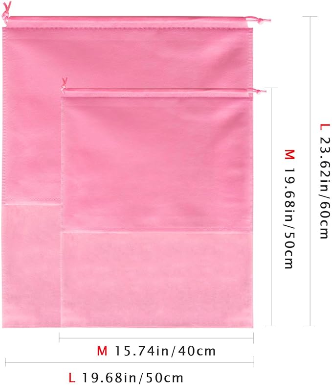 8PCS Dust Bags for Handbags Jumbo Travel Shoe Bags Purses Organizers Storage Bags with Rope Clear Window Dustproof Drawstring Bag Storage Pouch for Men and Women - Pink, 23.6 x 19.7 in