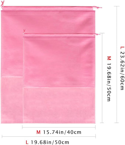 8PCS Dust Bags for Handbags Jumbo Travel Shoe Bags Purses Organizers Storage Bags with Rope Clear Window Dustproof Drawstring Bag Storage Pouch for Men and Women - Pink, 23.6 x 19.7 in