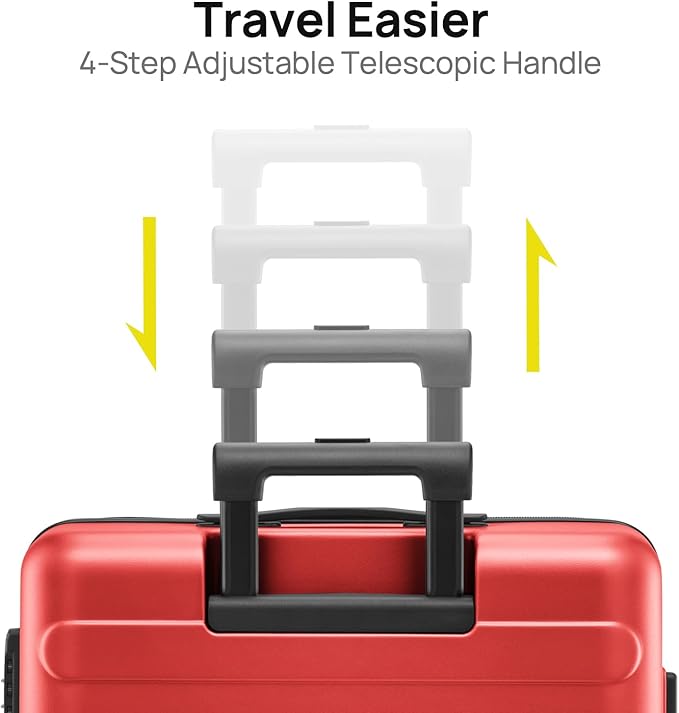 NINETYGO Large Checked Luggage 28 Inch, Checking In Luggage with Smooth Spinner Wheels, Lightweight, Hard Shell PC Suitcase, Lightweight Travel Luggage, TSA Approved (Raspberry, Rhine Basic)