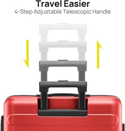 NINETYGO Medium Checked Luggage 24 Inch, Checking In Luggage with Smooth Spinner Wheels, Lightweight, Hard Shell PC Suitcase, Lightweight Travel Luggage, TSA Approved (Raspberry, Rhine Basic)