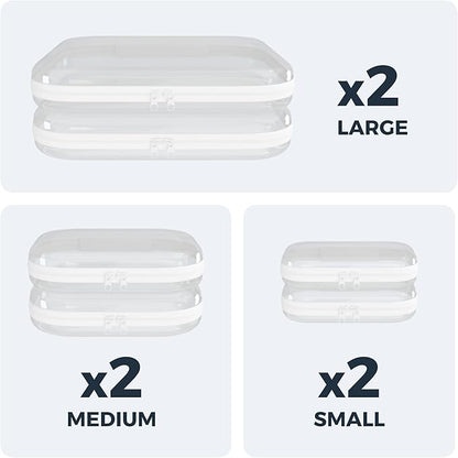 Extra Large 13.7" Durable Clear Hard Shell Zipper Case 6 Pack, 2x Large, 2x Medium, 2x Small, Clear Travel Makeup Case, Hard Plastic Travel Toiletry & Cosmetic Bag, Toy & Make Up Organizer Pouch
