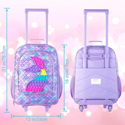 Kids Suitcase with Wheels for Girls and Boys, Rolling Carry on Luggage for Toddler Children