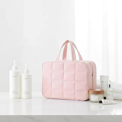 Travel Toiletry Bag for Women,Portable Hanging Travel Bag Cosmetic Jewelry Organizer,Makeup Bag for Toiletries,Full Sized Shampoo,Conditioner,Pink