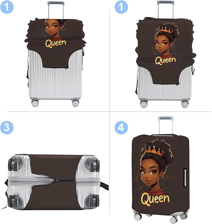 Luggage Cover Washable Suitcase Protector Anti-scratch Suitcase cover Fits 20-34 Inch Luggage (Girl-5, XL(32-34inch suitcase))