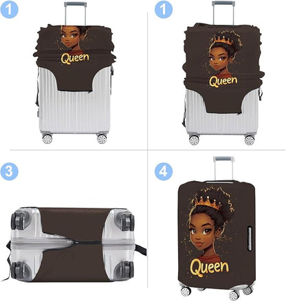 Luggage Cover Washable Suitcase Protector Anti-scratch Suitcase cover Fits 20-34 Inch Luggage (Girl-5, XL(32-34inch suitcase))