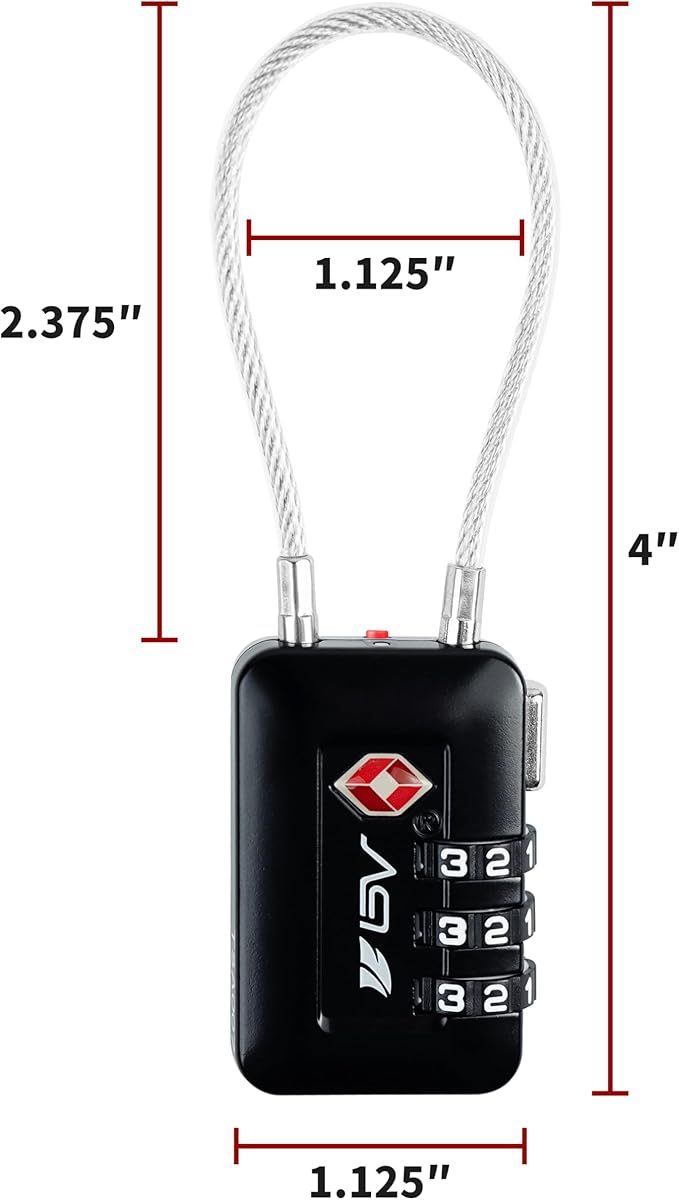 TSA Accepted Luggage Travel Lock, Set-Your-Own Combination Lock for School Gym Locker, Luggage Suitcase Baggage Locks, Filing Cabinets, Toolbox, Case (Black, 4 Pack)