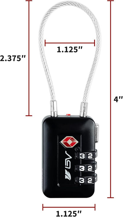 TSA Accepted Luggage Travel Lock, Set-Your-Own Combination Lock for School Gym Locker, Luggage Suitcase Baggage Locks, Filing Cabinets, Toolbox, Case (Black, 4 Pack)