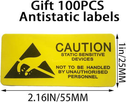 100pcs 5.9x7.87in/15x20cm Anti Static Bags,Premium ESD bags Resealable for 3.5'' SSD HDD with 100pcs Labels, Anti-static Bags for Hand Drive or Varieties of Electronic Device