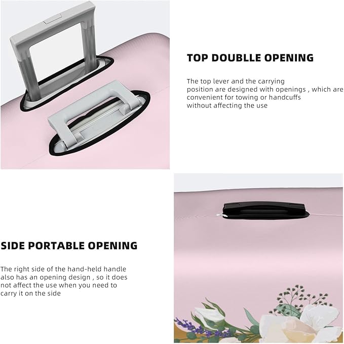 Flower Lette I Pink Luggage Cover Elastic Washable Stretch Suitcase Protector Anti-Scratch Travel Suitcase Cover for Kid and Adult L (25-28 inch suitcase)