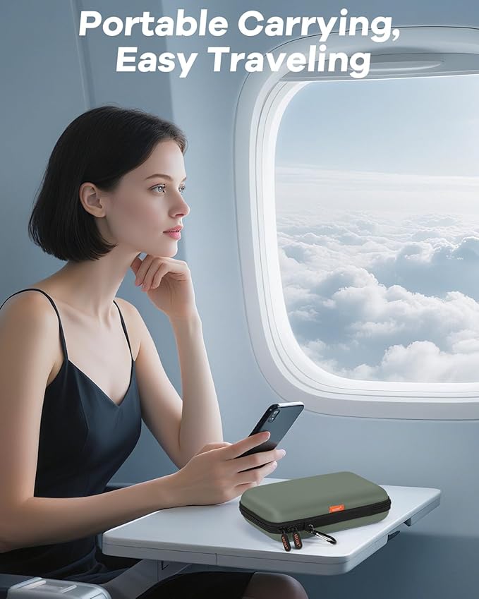 GLCON Large Classic Army-Green Case - Hard Shell Electronic Organizer Travel Carrying Case - Shockproof Electronic Accessories Storage Pouch Bag for Game Drive, Hard Disk, Power Bank, Charger