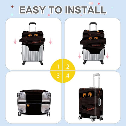 ANNA QUEEN Mummy Halloween Luggage Cover, Fun Skeleton Design, Stretchable & Washable Travel Sleeve for 20-34 Inch Luggage