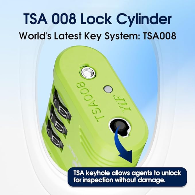 SURE LOCK TSA Locks for Luggage, TSA Approved Luggage Locks with Open Alert, 008 Key for High Security, Easy Read Dials, Zinc Alloy Body, Locker Lock for Suitcase, Gym, Travel. (Green 4 pk)