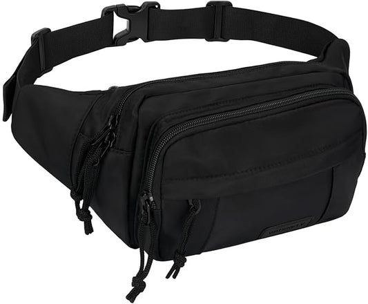 WATERFLY Fanny Pack Waist Packs: Large Crossbody Fanny Packs for Women Men with 5 Zipper Pockets Adjustable Strap Waist Bags Hip Pack for Traveling Cycling Running Hiking