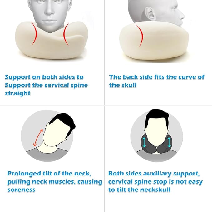 Travel Neck Pillow for Airplane, Memory Foam Travel Neck Pillow, Adults turtle neck pillow Ergonomic Support for Airplane Car Home Office Sleep, Packable Compact Portable Adults Turtle Pillows (Grey)