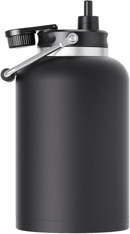 Zenbo One Gallon Jug with Straw, 128 oz Double Wall Vacuum Insulated Sports Water Bottle, Keeps Cold up to 48 Hours, Leak-Proof & Sweat-Proof Stainless Steel Water Jug for Gym, Outdoor & Camping