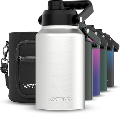 WATERSY 2/3 Gallon Water Bottle Insulated(Cold for 48 Hrs),BPA Free&Leak Proof,87oz Stainless Steel Water Jug/Flask,Big thermo,Large Water Bottle with Handle for Gym,Hiking,Camping,Stainless