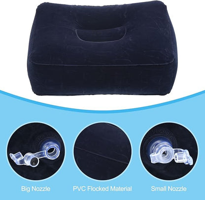 PATIKIL Travel Foot Rest Pillow, 2 Pack Inflatable Foot Rest Cushion Car Seat Footrest Leg Rest Pillow for Airplane Travel Office Home, Dark Blue