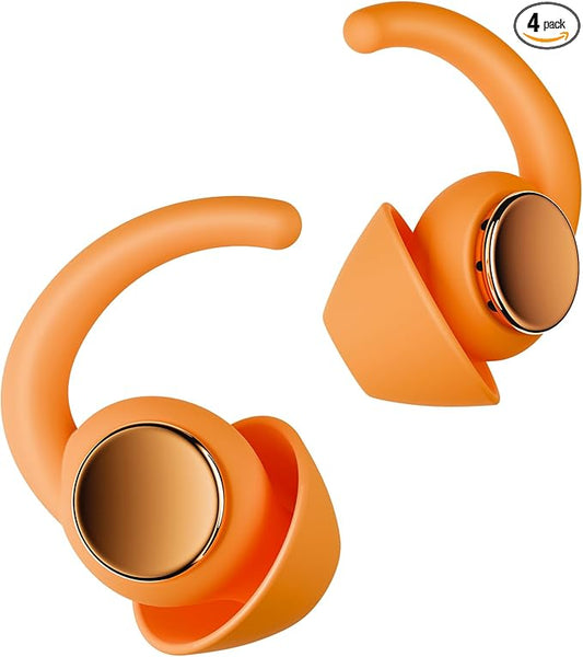 Ear Plugs for Sleeping - Noise Reduction Soft Silicone Earplugs, 2 Pairs Reusable Hearing Protection Earplugs for Noise Sensitivity, Sleep,Travel,Sound Reduction Noise Cancelling - Orange