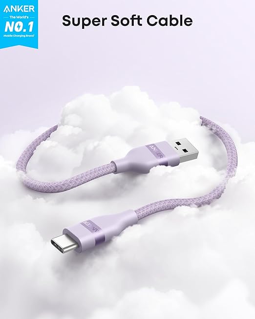 Anker Car Carplay Cable for iPhone 17 16 Pro Max Plus, Upcycled Braided USB A to USB C Car Charger Cord for Samsung Note20 and More (3FT,Violet)