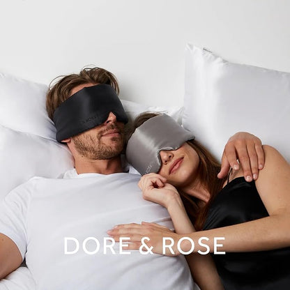 Dore & Rose Deep Sleep Mask Light Blocking, 23 Momme Mulberry Silk Eye Mask, Ultra Soft, Adjustable - Travel Sleeping Mask for Men & Women - Charcoal