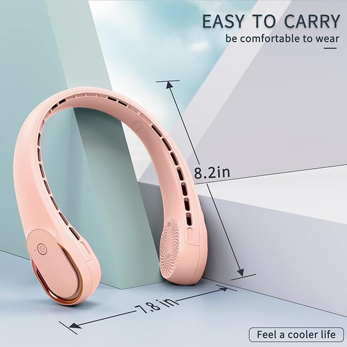 Portable Neck Fan, Neck Fans for Women, 4000 mAh Rechargeable Personal Fan,360° Hands Free Bladeless Fan, 3 Speeds Adjustable, Faster Cooling, Super Quiet, Suitable for Home, Office, Travel