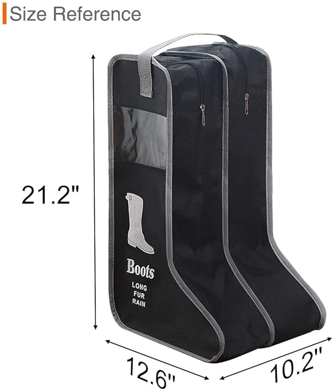 Upgraded 2 Pack Portable Boots Storage Bag, Black Shoe Bags for Storage and Travel Dust Proof Travel Shoe Bags for Packing (Extra Large, 57 * 34 * 30)
