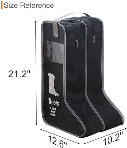 Upgraded 2 Pack Portable Boots Storage Bag, Black Shoe Bags for Storage and Travel Dust Proof Travel Shoe Bags for Packing (Extra Large, 57 * 34 * 30)