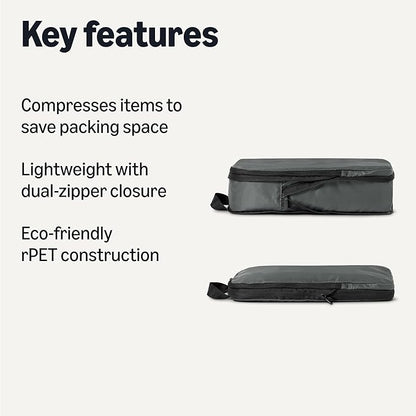 Amazon Essentials Ultralight Compression Packing Cubes Packing Organizer Grey check 4 pack Grey
