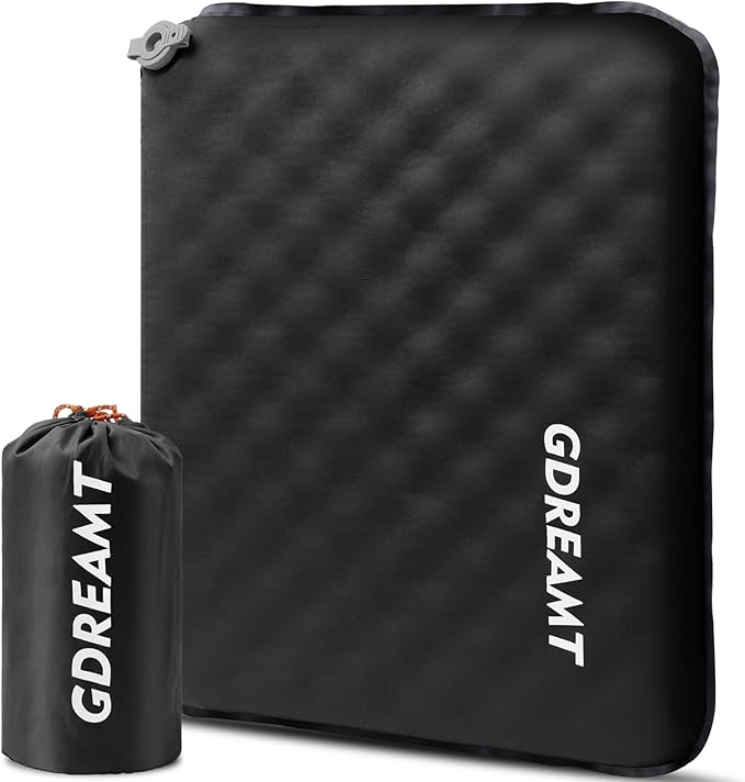 Inflatable Seat Cushion, Self-Inflating Memory Foam Stadium Seats Cushion Portable Camping Air-Foam Sitting Pad for Travel Airplane Car Bleachers Backpacking Office, Lightweight & Compact