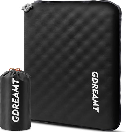 Inflatable Seat Cushion, Self-Inflating Memory Foam Stadium Seats Cushion Portable Camping Air-Foam Sitting Pad for Travel Airplane Car Bleachers Backpacking Office, Lightweight & Compact