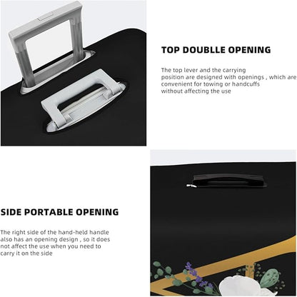 Flower Lette A Black Luggage Cover Elastic Washable Stretch Suitcase Protector Anti-Scratch Travel Suitcase Cover for Kid and Adult M (22-24 inch suitcase)