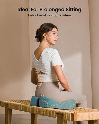 ProtoArc Seat Cushion, Office Chair Cushion for Sciatica, Coccyx Cushion, Ergonomic Memory Foam Seat Cushion for Car, Home, Pressure Relief Pad for Hip, Tailbone, All Day Comfort - Mint Green