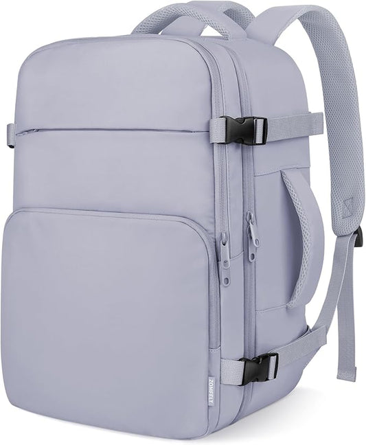 ZOMFELT Travel Backpack for Women Men, Carry On Backpack, TSA 15.6inch Laptop Backpack Flight Approved, Personal Item Travel Bag Nurse Bag Casual Daypack for Weekender Business Hiking Trip, Purple
