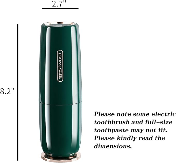 Luxury Green Toothbrush Travel Case, Portable Travel Toothbrush & Toothpaste Holder Cover Organizer Container with Mouthwash Cup for School, Camping, Business Trip, Bathroom Storage