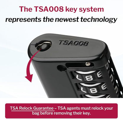 Forge TSA Approved Luggage Locks 4 Digit Combination TSA Travel Locks with TSA008, Open Alert Indicator, Zinc Alloy Body for Luggage, Suitcase, Backpack, and More. 2 Black Locks and 2 TSID.