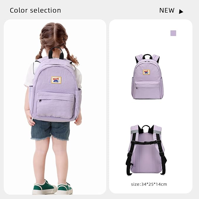 willikiva Kids Backpack for School Boys Girls Teens Toddler Backpack Waterproof Kindergarten Preschool Elementary Bookbag Children Travel Bag(Purple,Small)