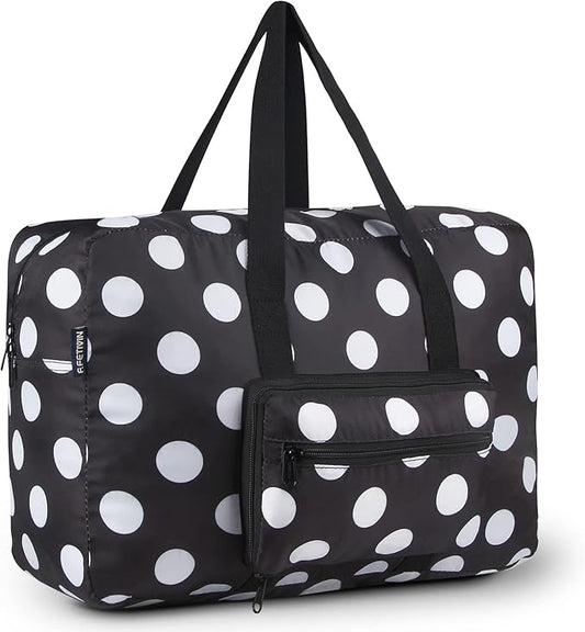 F.FETIVIN Weekender Bag Carry On Travel Duffle Medium Overnight Bag for Women(Black Dot)