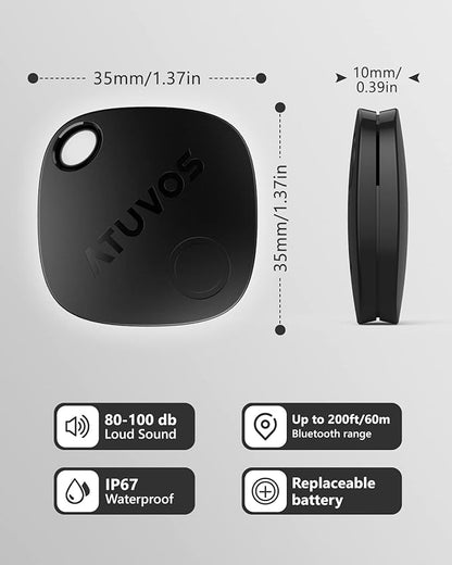 ATUVOS Air Tracker Tags-3 Pack, Bluetooth Luggage Tracker Works with Apple Find My (iOS Only, Not for Android), Keys Finder and Item Locator Track Your Keys, Luggage, Backpack, Suitcase, Bags and More