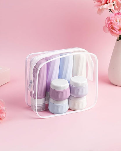 Travel Size Toiletries 8 Pack, TSA Approved 3oz/1oz Silicone Refillable Containers with Clear Travel Bag
