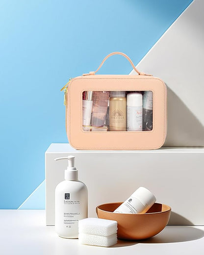 KOTORA Small Makeup Bag for Purse Cute Travel Makeup Bag Clear Cosmetic Bag with Zipper, Car Make Up Bag Organizer Storage Traveling Car Accessories Travel Essentials for Women