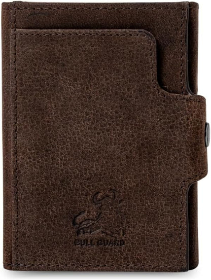 BULL GUARD Trifold RFID Blocking Front Pocket Wallet for Men, Secure Card Slots & Coin Pocket, Durable Full Grain Leather Craftmanship in Crazy Horse