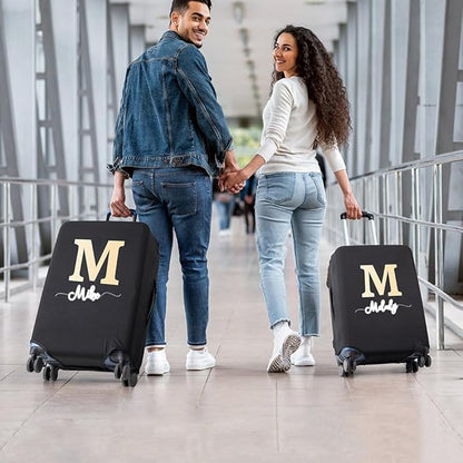 Personalised Name Luggage Cover Custom Thick Elastic Luggage Protector Scratch-Resistant with Initials Fits 18-32 Inch Suitcase Gift for Traveler