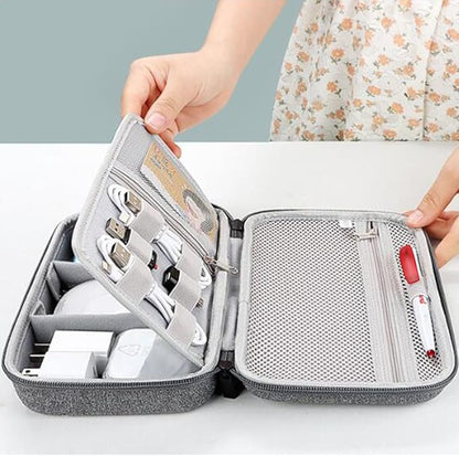 Hard Electronic Organizer Travel Cable Accessories Bag, Waterproof Electronic Organizer Case, Shockproof Electronic Accessories Organizer Bag for Power Bank,Adapter,Chargers,Mouse,Cable,Flash Drive