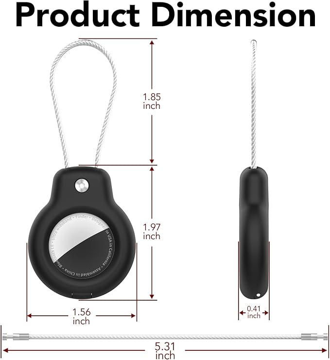 SPGUARD for AirTag Holder Case with Keychain, Air Tags-5 Pack for Apple Air Tag Holder with Wire Cable Lock Key Ring Chain Air Tagholder Accessories for GPS Item Tracker Kids,Keys,Luggage