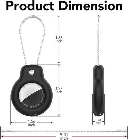 SPGUARD for AirTag Holder Case with Keychain, Air Tags-4 Pack for Apple Air Tag Holder with Wire Cable Lock Key Ring Chain Air Tagholder Accessories for GPS Item Tracker Kids,Keys,Luggage