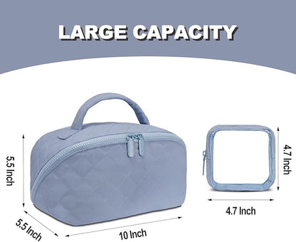 Makeup Bag,Quilted Puffer Cosmetic Bags,Travel Toiletry Bag for Women,Large Capacity Waterproof Make up Bag Set