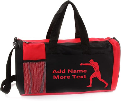 KishKesh Personalized Kids Sports Duffel Bag – Ideal for Boxing, Gym, Travel, Training & Workout – Durable, Costumizable Name & Text – Red, 18" x 10" x 8"