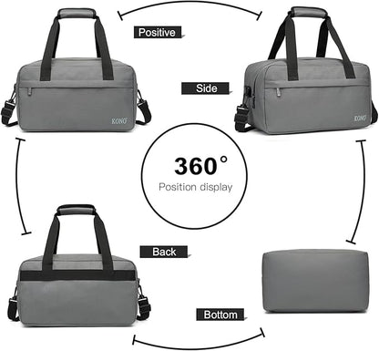 Kono Travel Duffel - 14L Under Seat Carry-On Sports Tote Gym Weekender Overnight Bag - 13.78"x7.87"x7.87" Gray