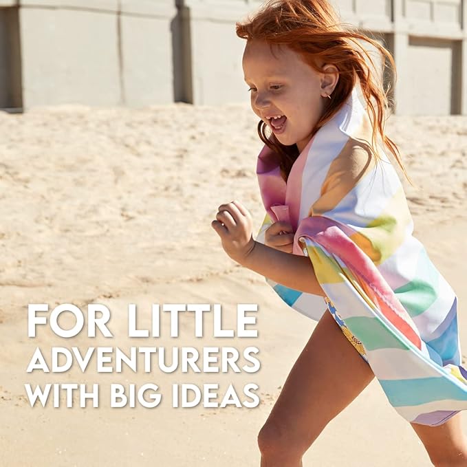 Dock & Bay Kid's Towel - for Beach Use - Quick Dry, Sand Free - Compact, Lightweight - 100% Recycled - Includes Bag - Summer - Unicorn Waves, Medium (130x70cm, 51x28)