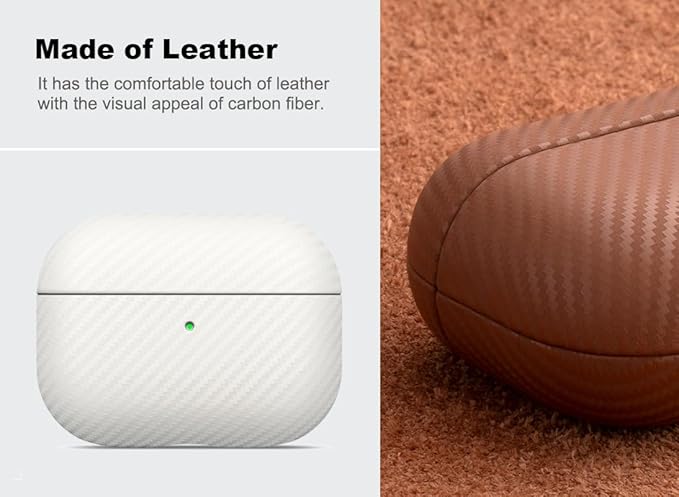 Leather Case - for AirPods Pro 3 Case Cover - Selected Skin-Friendly Leather, with Carbon Fibre Texture, Handmade Drop Protective Hard Cover for AirPods Pro 3rd Generation Earbuds - Blue
